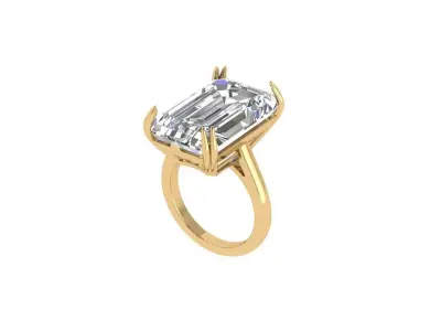 Emerald Solitaire Ring 3D print model 43