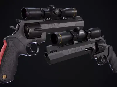 Taurus Raging Hunter 44 Magnum Black Low-poly 3D model