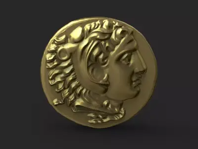 Alexander the great as Heracles pergamon coin 3D print model