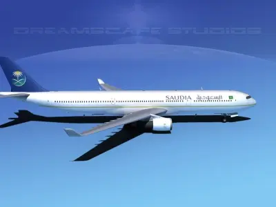 Airbus A330-300 Saudi Airlines 3D model