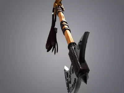 High-Poly Fantasy Battle Axe 3D Model - Detailed Medieval Weapon 3D model