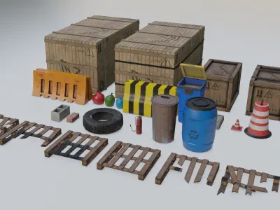 Construction Site props Low-poly 3D model purchase