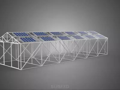 PHOTOVOLTAIC SOLAR PANEL ROOF TOP GREENHOUSE GLASSHOUSE HOTHOUSE 3D model
