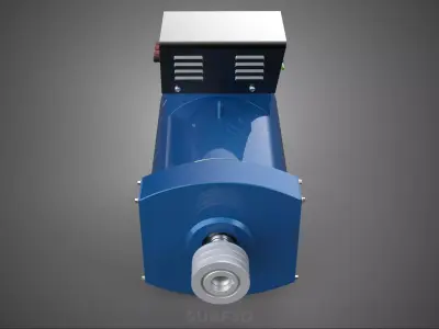 BLUE ELECTRIC GENERATOR MOTOR ALTERNATOR DYNAMO PULLEY 3 GROOVE 3D model