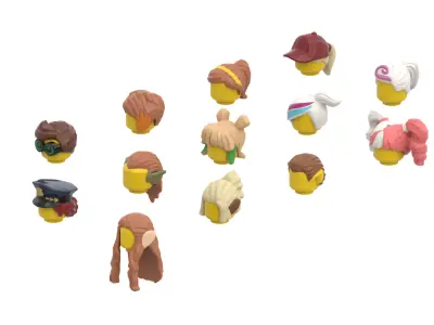 TwindBricks3D - Minifigure Hair pack 15 3D print model