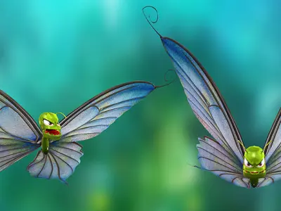 3DRT - Toon Butterfly  Low-poly 3D model