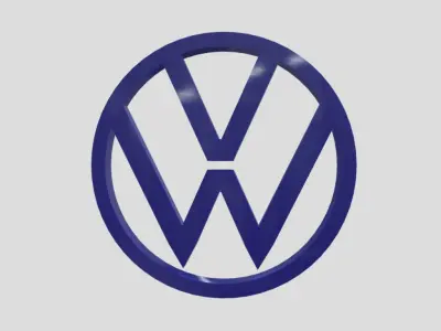 Volkswagen car 3D Logo Design Realistic Red  3D model Low-poly 3D model