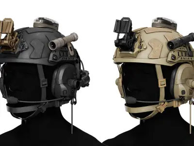 OPSCORE FAST SFHC BALLISTIC HELMET BUNDLE Low-poly 3D model