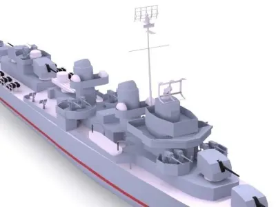 Destroyer ship 3D model by burakisil