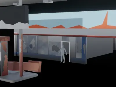 Low Poly stylized Old Gas Station Low-poly 3D model