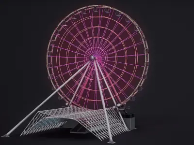 Rigged Ferris Wheel - American Dream PBR 3D model