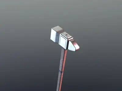 Hammer - Silver Low-poly 3D model