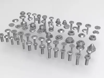 Screw Collection Low-poly 3D model