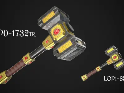 Fantasy Hammer 03 Low-poly 3D model