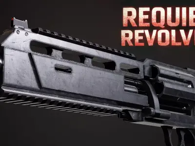 Modeling Leons Requiem Revolver from Resident Evil Full Workflow Low-poly 3D model