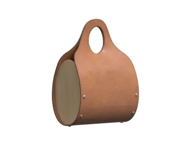 Brown Leather Mini Tote Bag 3D model
