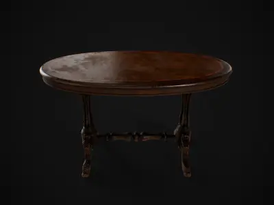Vintage Wooden Table game asset Low-poly 3D model