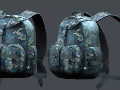 Backpack military combat Black baggage bag  Low-poly 3D model