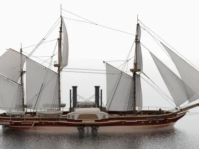 Vladimir steamshipfrigate 1848 Low-poly 3D model