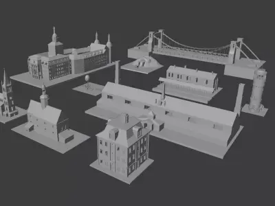 Low Poly Building Pack 3D model
