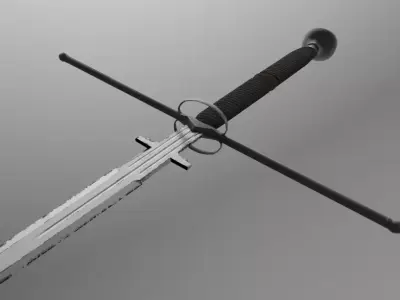 Montante Spanish Steel Greatsword with Ring-Guard Low-poly 3D model