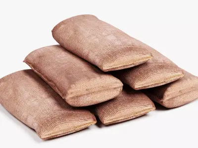 Jute Sacks Stack - Burlap Bags Pile 3D model