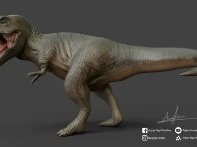 T-Rex Game Asset rigged Low-poly 3D model
