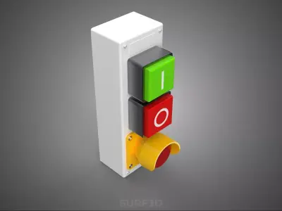 TRIPLE 3 WAY ON OFF PUSH BUTTON SWITCH STATION CONTROL PANEL BOX 3D model