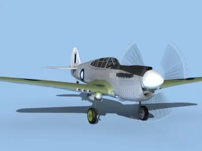Curtiss P-40F Tomahawk V10 RAAF 3D model