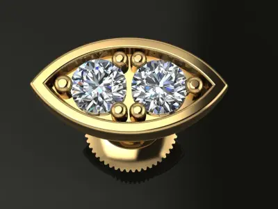 Marquise Stud Diamond Earring 3D print model