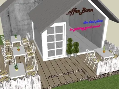 coffee barn with industrial concept 3D print model