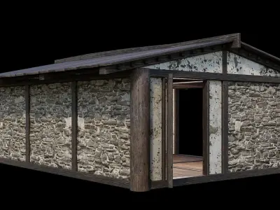 Medieval Houses 31- 4K Textures Game Ready Low-poly 3D model