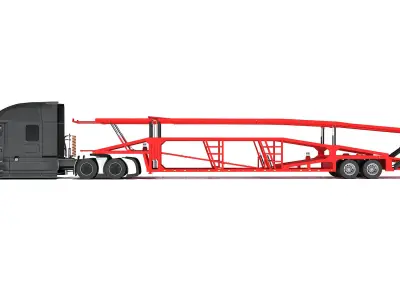 Car Hauler Transporter Trailer Semi Truck 3D model