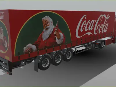 Truck with trailer CocaCola Livery Low-poly 3D model