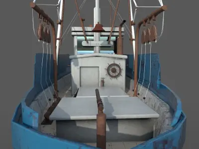 3d ship old fishing boat Low-poly 3D model