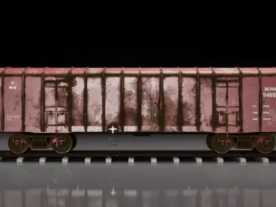 Indian Railways BCNA Covered Freight Wagon Low-poly 3D model