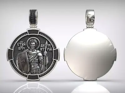 Saint Demetrius Medallion Warrior Saint Relief Pendant 3D print model