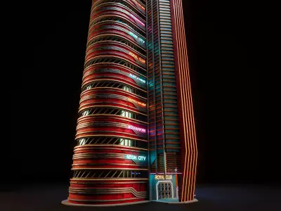 SCIFI CYBERPUNK FUTURISTIC NEON SKYSCRAPER 09 Low-poly 3D model