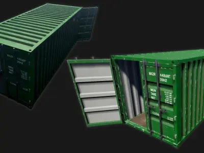 Low-poly PBR Shipping Container Six Pack Low-poly 3D model