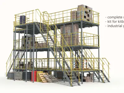  Scaffolding Industrial Platform Construction and Kit PBR 