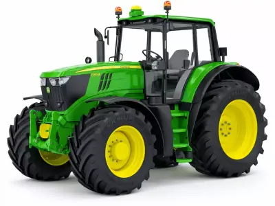 John Deere 6195M Low Poly Tractor Optimized Farm Vehicle 3D Low-poly 3D model