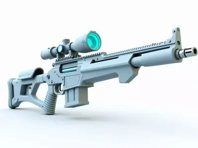 Futuristic Polymer Sniper Rifle 3D Model Tactical Commando Low-poly 3D model