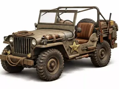 Wasteland Sheriff Tactical Jeep Low-poly 3D model