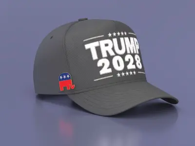 Trump 2028 Cap with Republican Elephant Pin 3D model