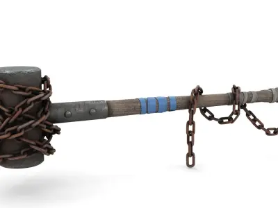 War Hammer with Chain 3D model