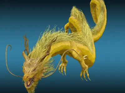 Golden Chinese Dragon 3D model