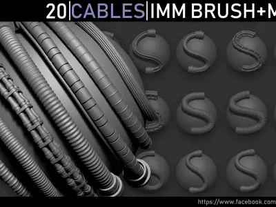 Zbrush - Cables IMM Brush and Meshes 3D model