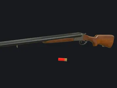 Baikal MP-221 Double Barrel Shotgun Low-poly PBR Low-poly 3D model