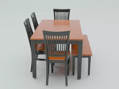 Dining Chair And Table Low-poly 3D model