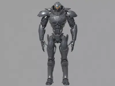 Gunmetal Black Futuristic Combat Mech 3D model